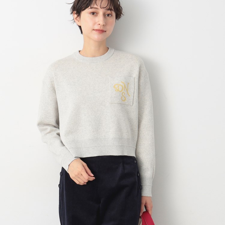 デッサン(レディース)(Dessin(Ladies))の【洗える】ロゴジャカードショート丈ニット（XS～L） ニット/セーター