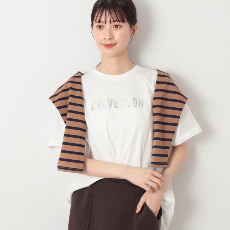 デッサン(レディース)(Dessin(Ladies))の【洗える】箔プリントチュニックTシャツ（XS～L） Ｔシャツ