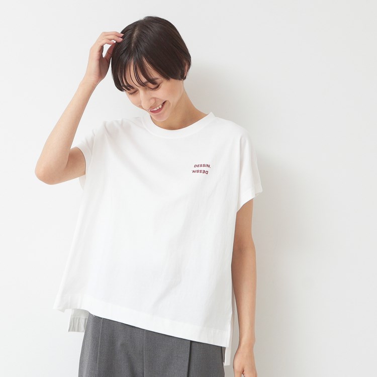 デッサン(レディース)(Dessin(Ladies))のフロッキープリントポイントロゴTシャツ（XS～L） Ｔシャツ