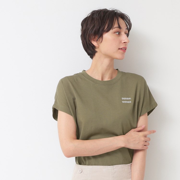 デッサン(レディース)(Dessin(Ladies))のフロッキープリントポイントロゴTシャツ（XS～L） Ｔシャツ