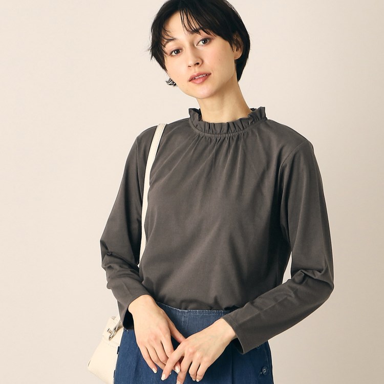 デッサン(レディース)(Dessin(Ladies))の【洗える】ネックフリルロングスリーブTシャツ（XS～L） カットソー