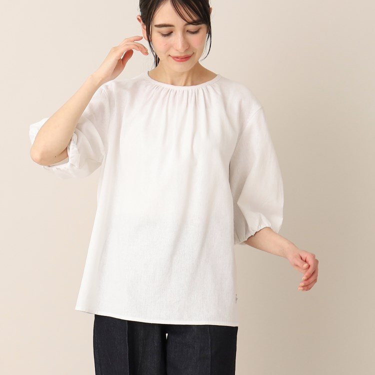 デッサン(レディース)(Dessin(Ladies))の【洗える】レーヨン麻ギャザーブラウス（XS～L） シャツ・ブラウス