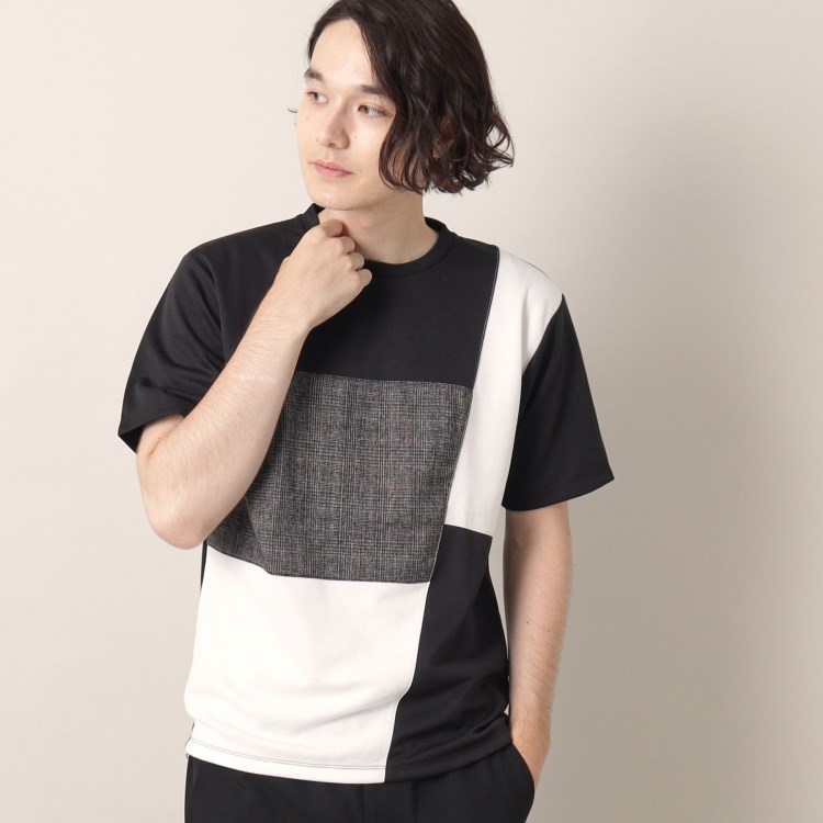 デッサン(メンズ)(Dessin(Men))のツイード切替ブロックTシャツ Ｔシャツ