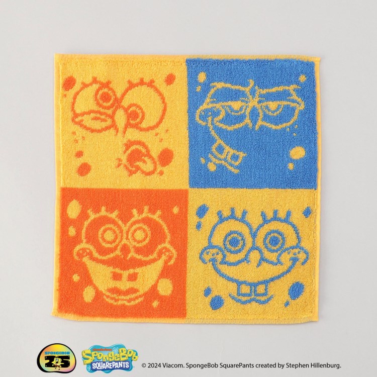 トゥーワントゥーキッチンストア(212 KITCHEN STORE)のミニタオル ブロックフェイス 25×25cm ＜SPONGE BOB スポンジ・ボブ＞ スポットキャラクター