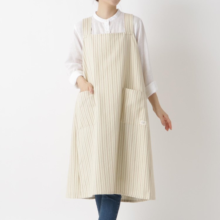 トゥーワントゥーキッチンストア(212 KITCHEN STORE)の◆Simple Stripe フルエプロン BE  ＜212Kオリジナル＞ エプロン・その他ファブリック