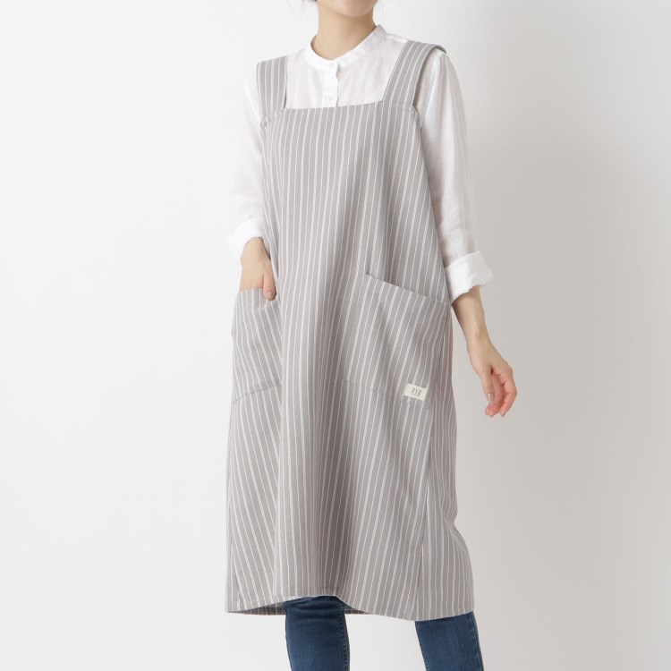 トゥーワントゥーキッチンストア(212 KITCHEN STORE)の◆Simple Stripe フルエプロン GY  ＜212Kオリジナル＞ エプロン・その他ファブリック