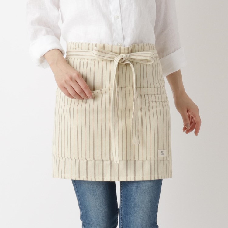 トゥーワントゥーキッチンストア(212 KITCHEN STORE)の◆Simple Stripe カフェエプロン BE  ＜212Kオリジナル＞ エプロン・その他ファブリック