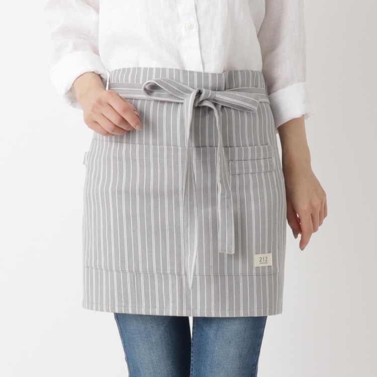 トゥーワントゥーキッチンストア(212 KITCHEN STORE)の◆Simple Stripe カフェエプロン GY  ＜212Kオリジナル＞ エプロン・その他ファブリック