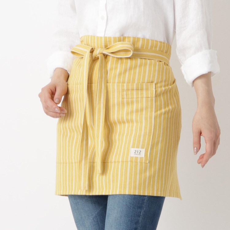 トゥーワントゥーキッチンストア(212 KITCHEN STORE)の◆Simple Stripe カフェエプロン YE  ＜212Kオリジナル＞ エプロン・その他ファブリック