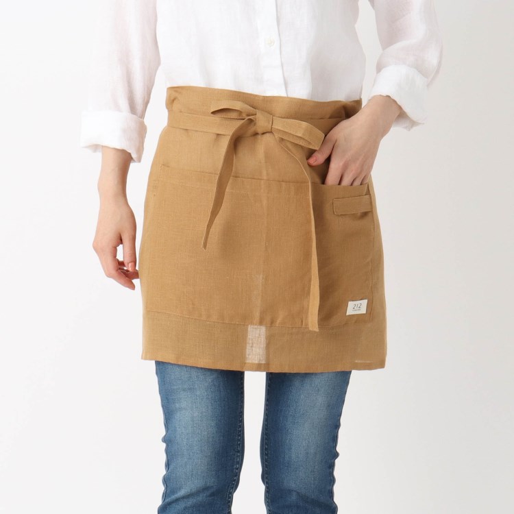 トゥーワントゥーキッチンストア(212 KITCHEN STORE)の◆Thin Linen カフェエプロン BR ＜212Kオリジナル＞ エプロン・その他ファブリック