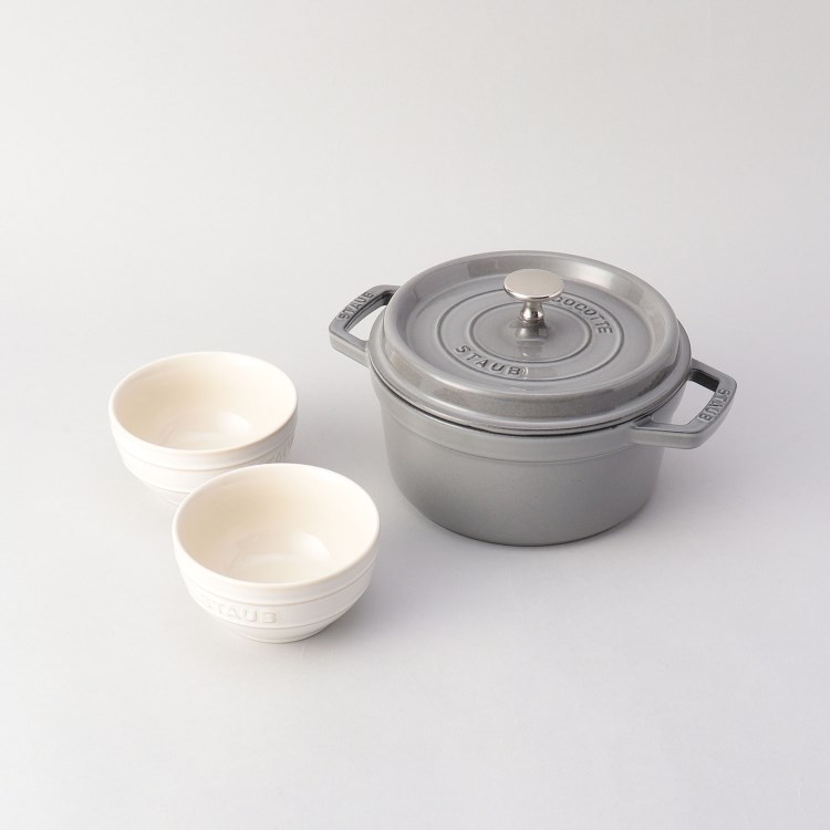 トゥーワントゥーキッチンストア(212 KITCHEN STORE)の◆Staub R20cmグレー＋ボウル×2ps セット  ＜staub ストウブ＞ 鍋