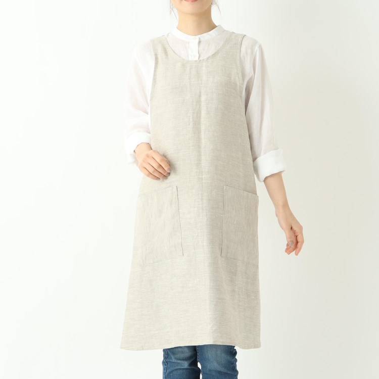 トゥーワントゥーキッチンストア(212 KITCHEN STORE)のスルーワンピースエプロン オートミール ＜LINEN&BASIC リネンアンドベーシック＞ エプロン・その他ファブリック