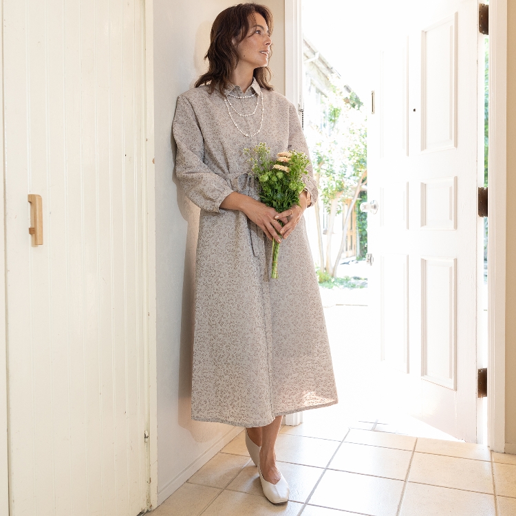 ローラアシュレイ(LAURA ASHLEY)の【3colors/洗える/ペチコート付き】ジャカードワンピース マキシ・ロングワンピース