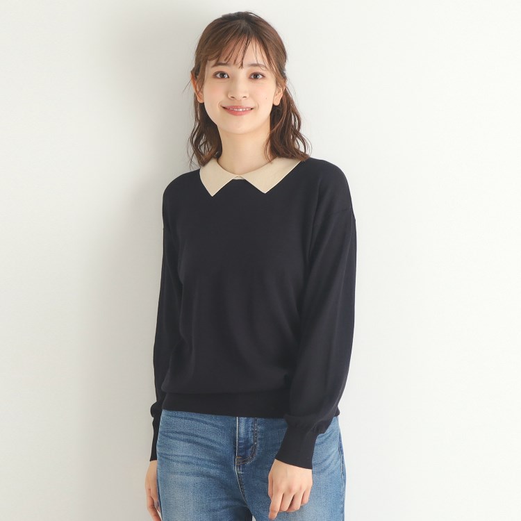 ローラアシュレイ(LAURA ASHLEY)の【4colors／Lサイズあり／コットン混／クレリックデザインあり】プルオーバーニット ニット/セーター