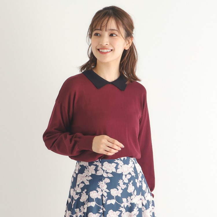 ローラアシュレイ(LAURA ASHLEY)の【4colors／Lサイズあり／コットン混／クレリックデザインあり】プルオーバーニット ニット/セーター