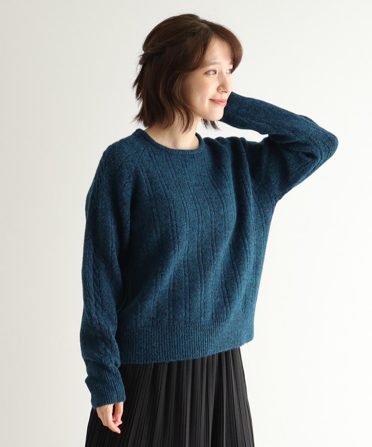 ローラアシュレイ(LAURA ASHLEY)の【モヘヤ混／透かし編み／4colors】プルオーバーニット ネイビー(095)