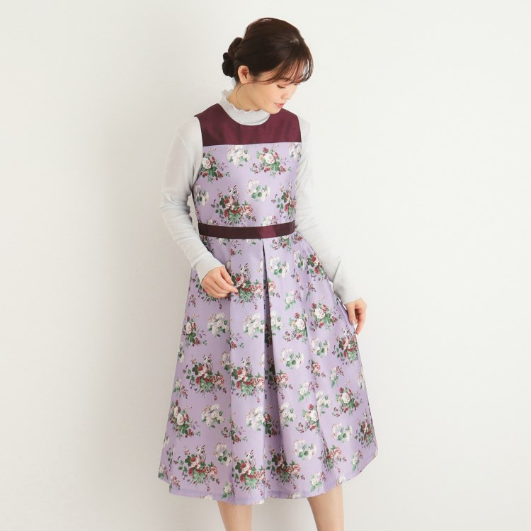 ローラアシュレイ(LAURA ASHLEY)の【慶事・パーティにおすすめ！】ローズモア柄 シャンタンワンピース ミドルワンピース