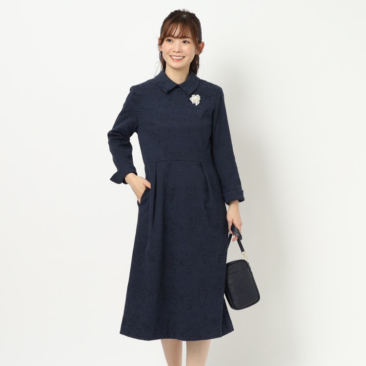 ローラアシュレイ(LAURA ASHLEY)の【セレモニー／襟2WAY／同柄アイテムあり】ジャカードワンピース ミドルワンピース