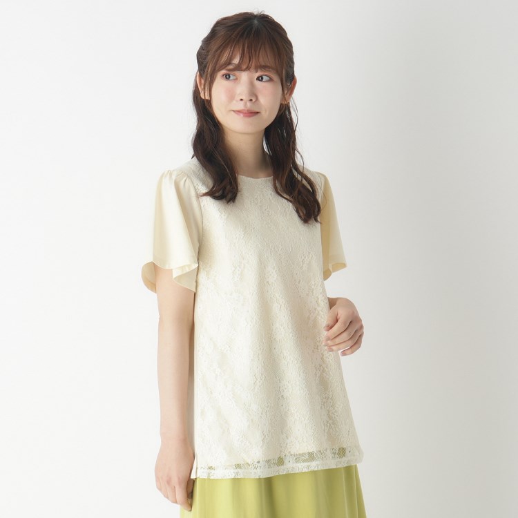 ローラアシュレイ(LAURA ASHLEY)の【身頃綿100％/洗える】フロントレースTシャツ カットソー