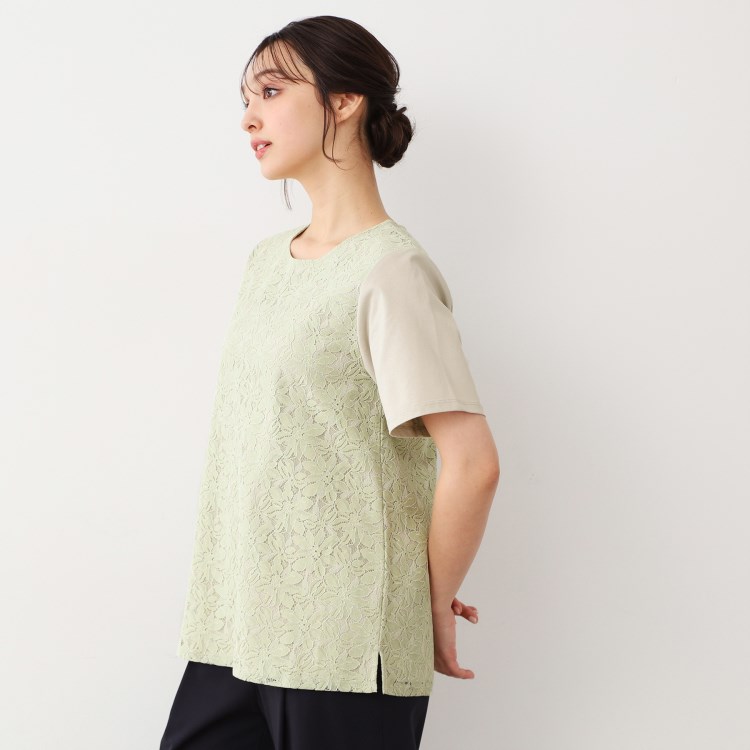 ローラアシュレイ(LAURA ASHLEY)の【人気デザインがアップデート！洗える】身頃レースTシャツ Ｔシャツ