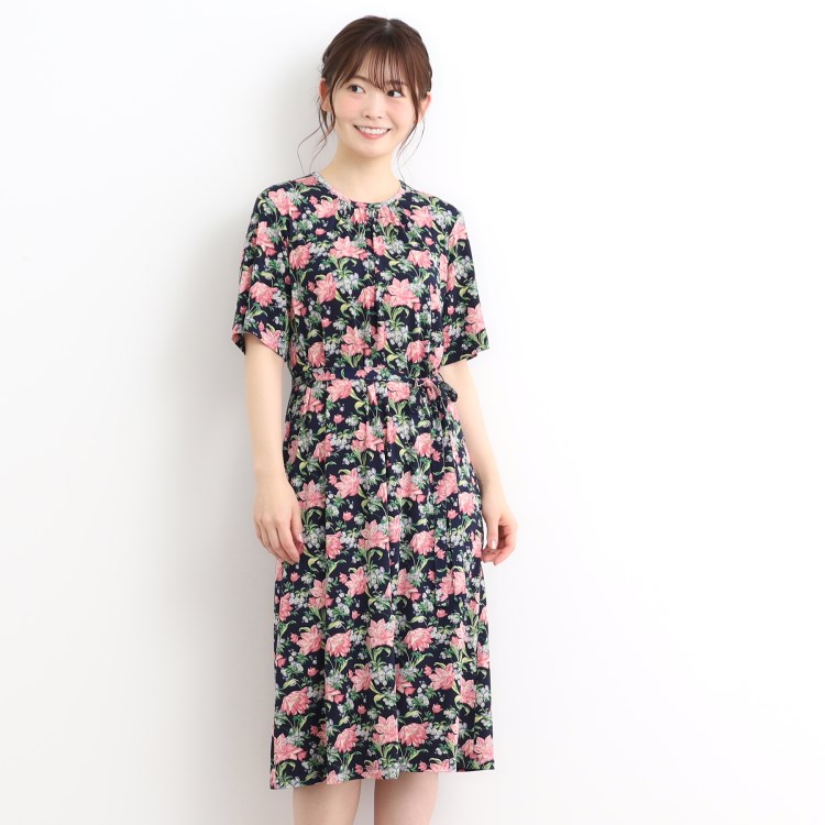 ローラアシュレイ(LAURA ASHLEY)の【洗える／ジャージ素材／同柄アイテムあり】シャーボーン柄ワンピース ミドルワンピース