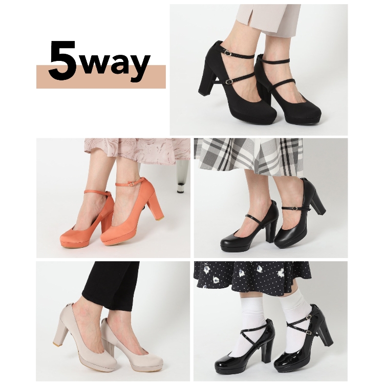 エスペランサ(ESPERANZA)の5WAYチャンキーヒール厚底パンプス パンプス