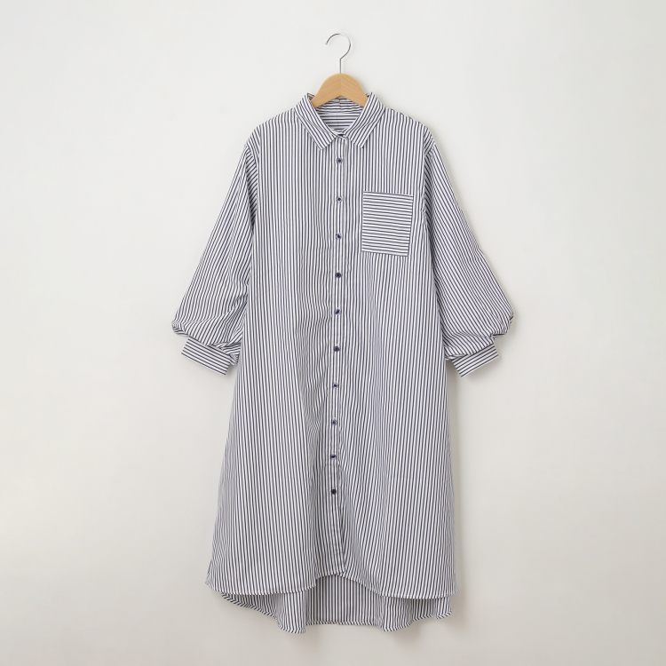 オフプライスストア(ウィメン)(OFF PRICE STORE(Women))のmitis（ミティス） ストライプバルーンスリーブシャツワンピース マキシ・ロングワンピース