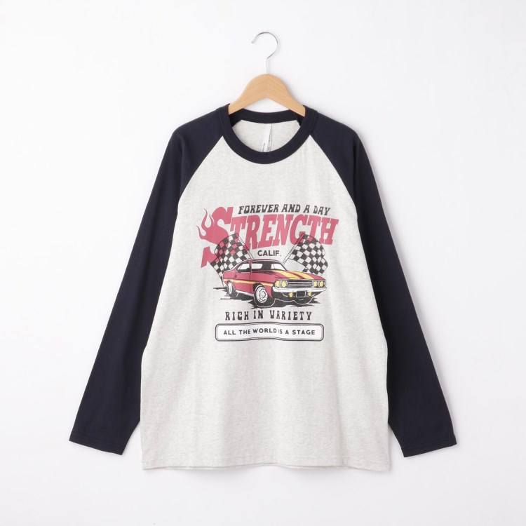 オフプライスストア(メンズ)(OFF PRICE STORE(Mens))のHALHAM　ラグラン プリント ロングスリーブTシャツ/リンガー ロンT カットソー