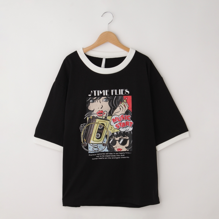 オフプライスストア(メンズ)(OFF PRICE STORE(Mens))のHALHAM（ハルハム） oversize raglan sleeve print T-shirt/オーバーサイズ ラグランスリーブ プリント Tシャツ/リンガー プリントTシャツ【SALE】 Ｔシャツ