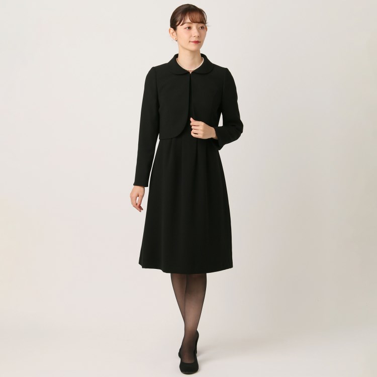 アンカーウーマン(ANCHOR WOMAN)の【XS~3L】襟付きボレロジャケット＆ワンピース アンサンブル【礼服・喪服・ブラックフォーマル】