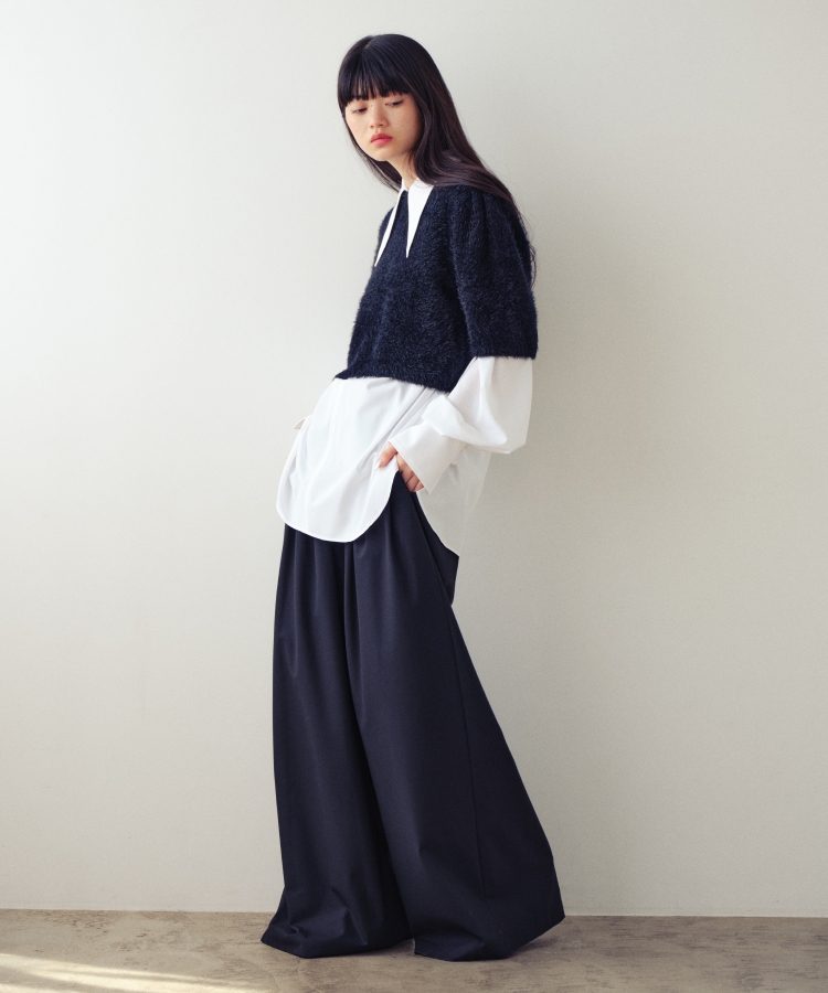 コードエー(CODE A)のCODE A ｜ long point collar oversized shirt8