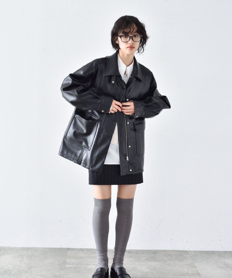 コードエー(CODE A)のCODE A ｜ long point collar oversized shirt6