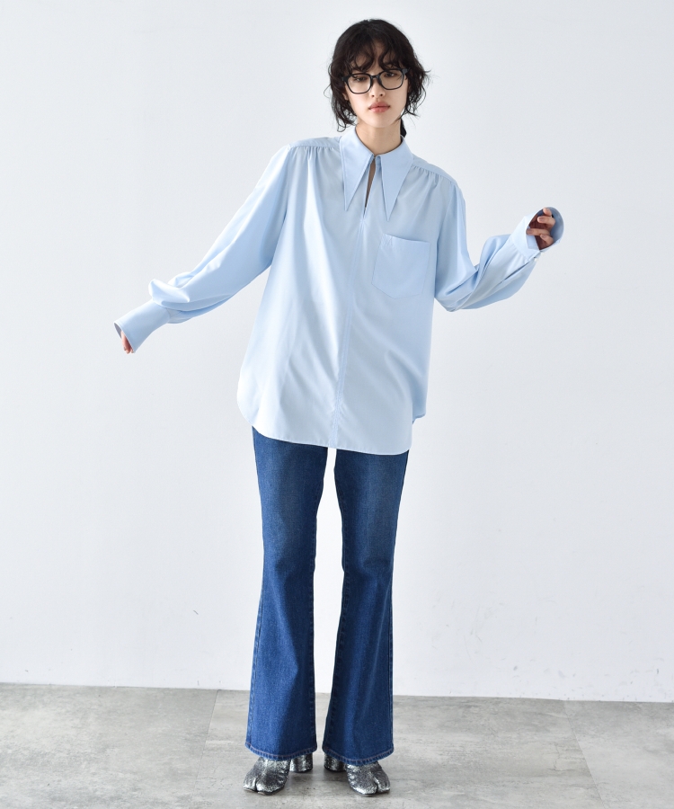 コードエー(CODE A)のCODE A ｜ long point collar oversized shirt12