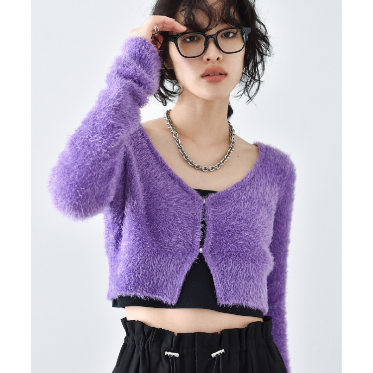 コードエー(CODE A)のCODE A ｜ shaggy cropped cardigan カーディガン/ボレロ