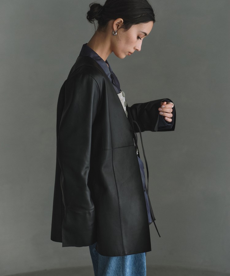 コードエー(CODE A)のCODE A｜front ribbon leather jacket4