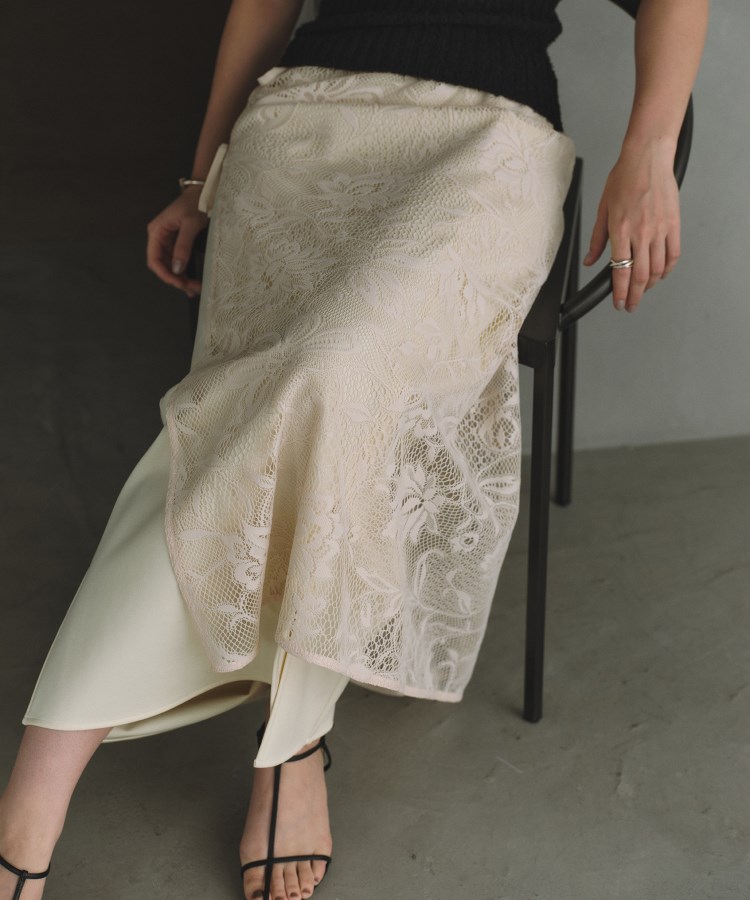 コードエー(CODE A)のCODE A｜garden lace wrap skirt オフホワイト(003)