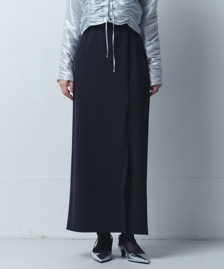 コードエー(CODE A)のCODE A｜slit jersey mxi skirt ブラック(019)