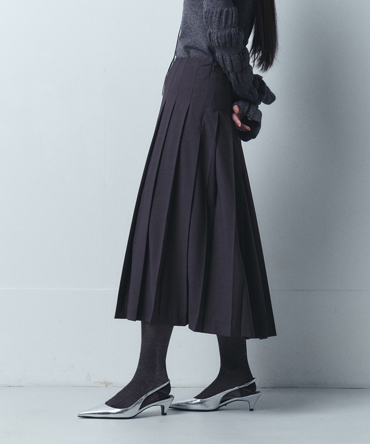 コードエー(CODE A)のCODE A｜pleated gabardine skirt グレー(012)