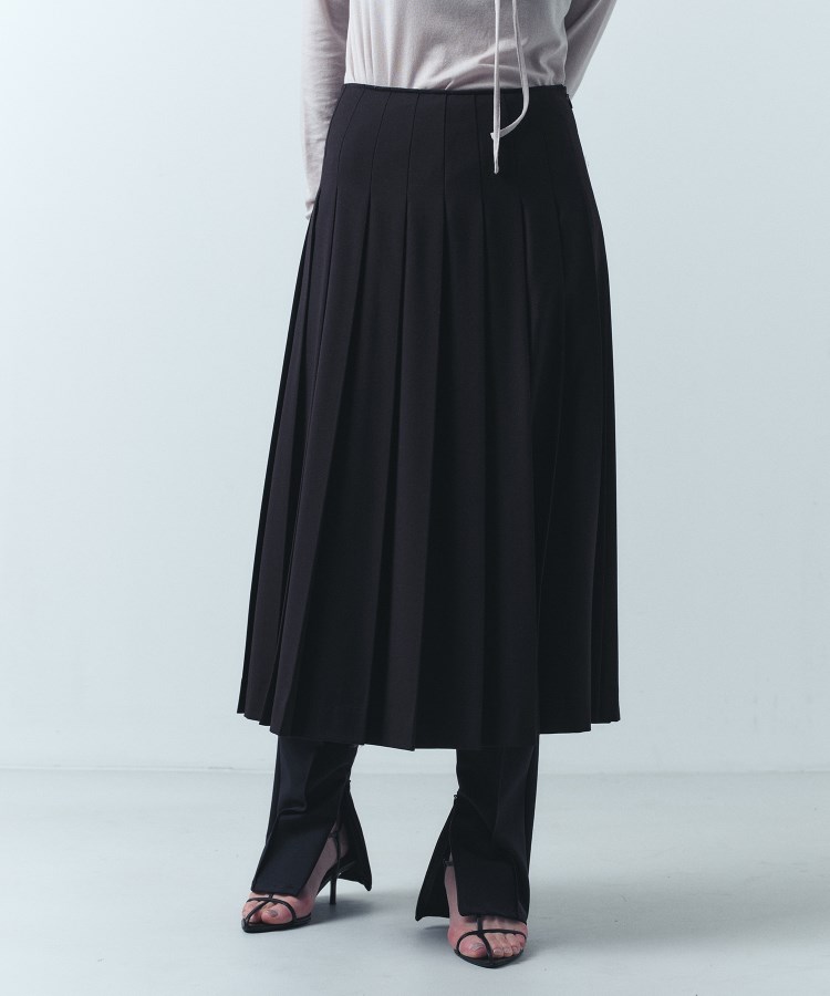 コードエー(CODE A)のCODE A｜pleated gabardine skirt ブラック(019)