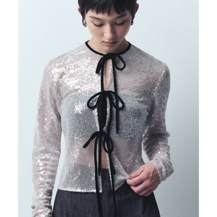 コードエー(CODE A)のCODE A｜Sequinned ribbon blouse