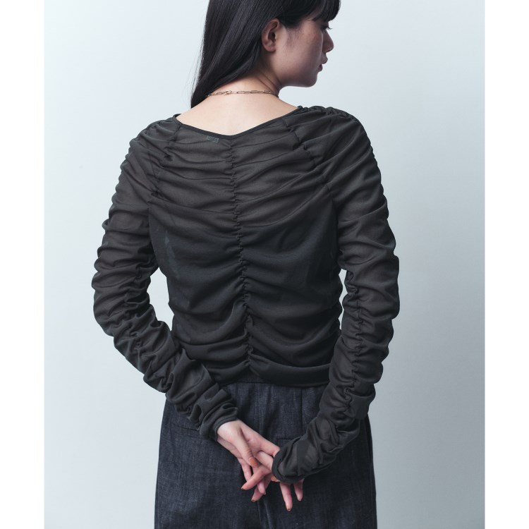 コードエー(CODE A)のCODE A｜sheer gathered jersey top カットソー