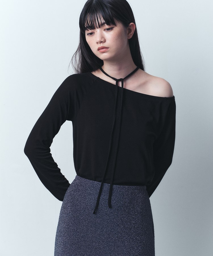 コードエー(CODE A)のCODE A｜off－shoulder jersey top ブラック(019)