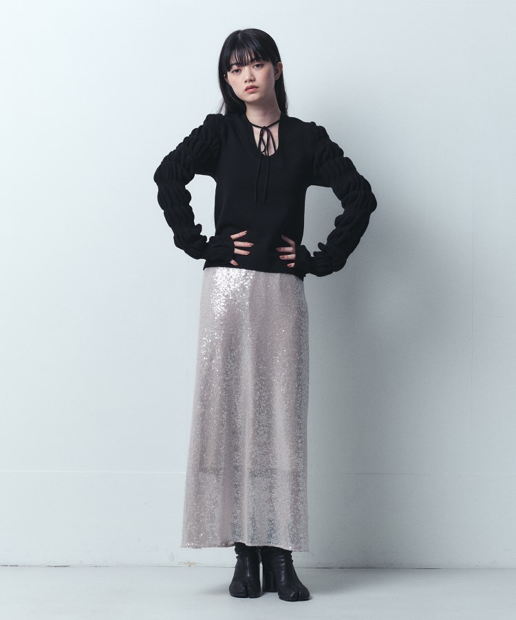 コードエー(CODE A)のCODE A｜Sequinned midi skirt1