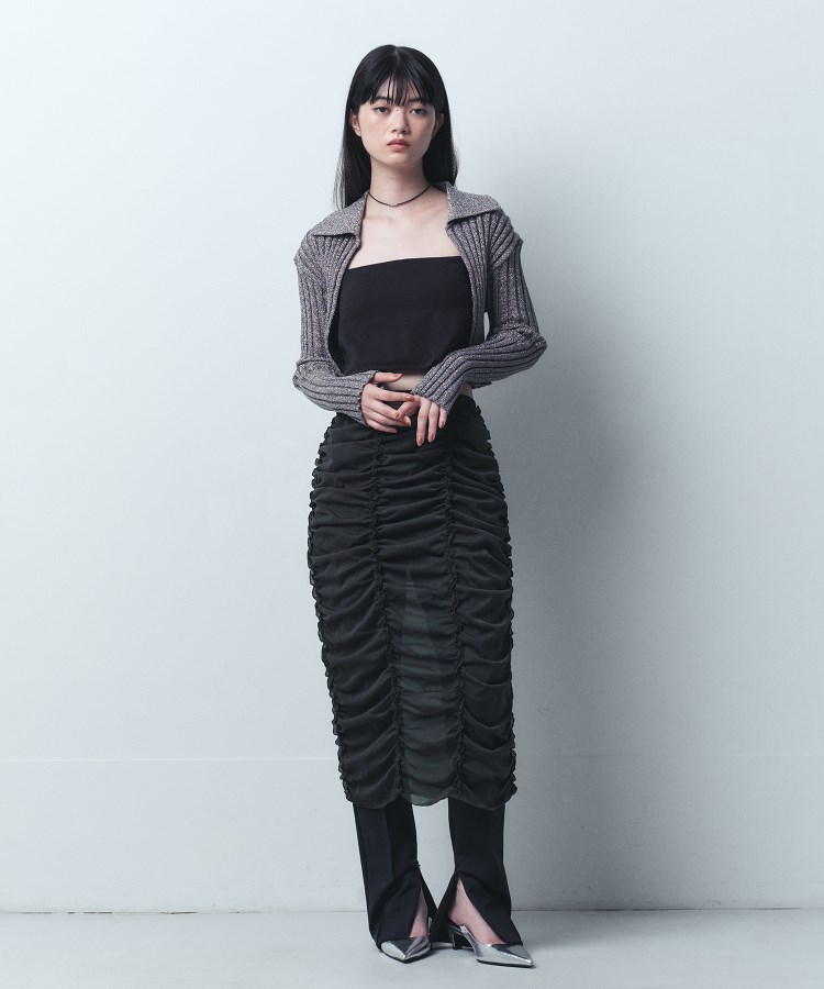 コードエー(CODE A)のCODE A｜sheer gathered jersey skirt7