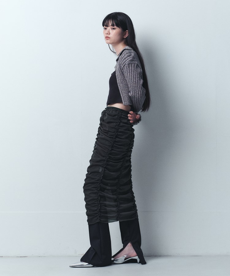 コードエー(CODE A)のCODE A｜sheer gathered jersey skirt8