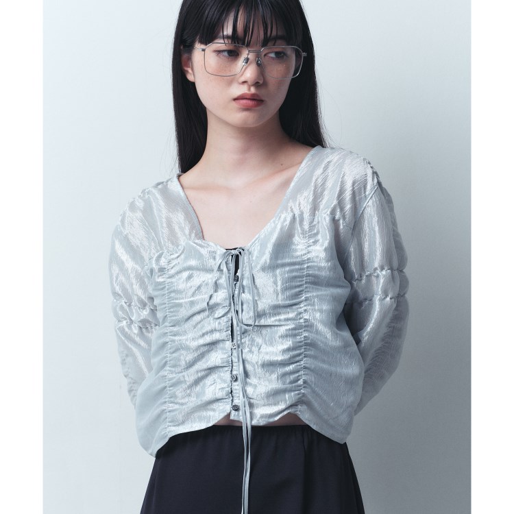 コードエー(CODE A)のCODE A｜gathered shiny blouse シャツ・ブラウス