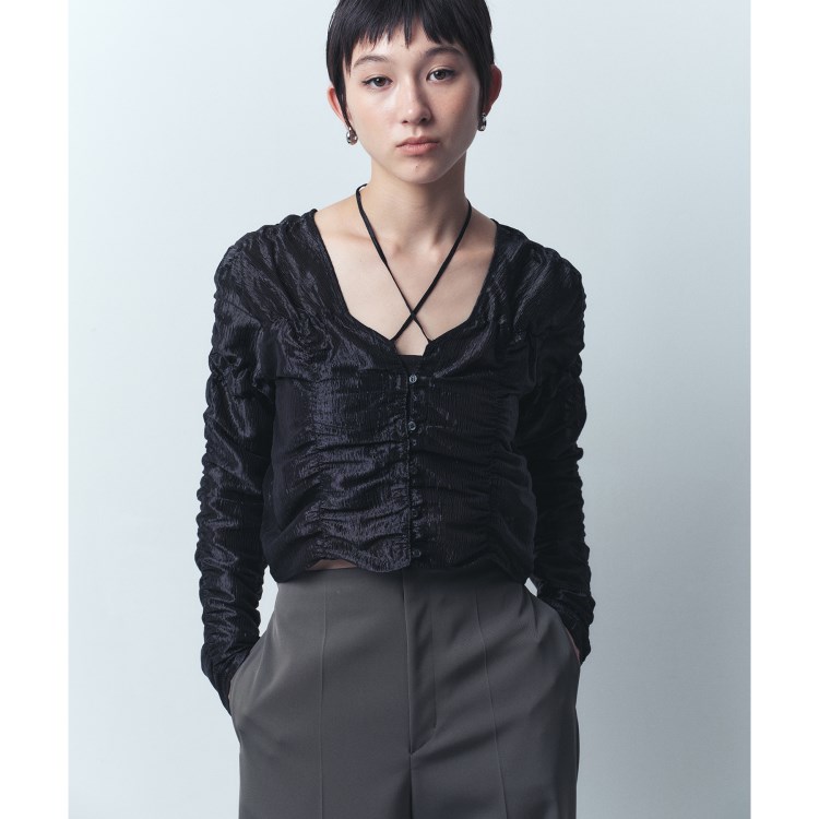 コードエー(CODE A)のCODE A｜gathered shiny blouse シャツ・ブラウス