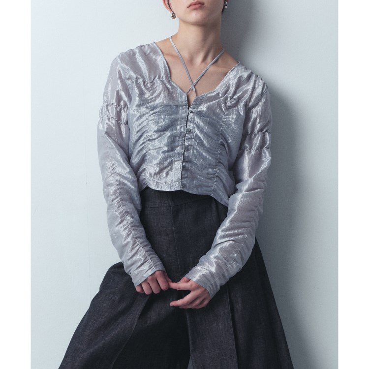 コードエー(CODE A)のCODE A｜gathered shiny blouse シャツ・ブラウス