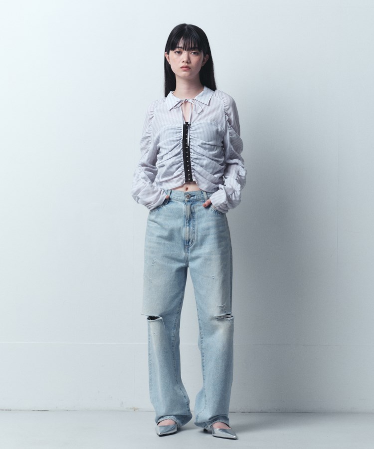 コードエー(CODE A)のCODE A｜Lyocell stripe blouse7