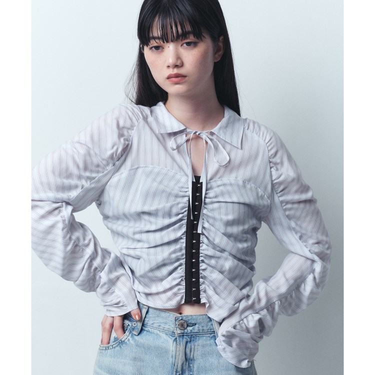 コードエー(CODE A)のCODE A｜Lyocell stripe blouse シャツ・ブラウス